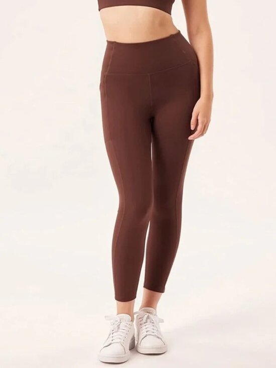 Girlfriend Collective High Rise Pocket Leggings Brown Earth Color Activewear Xs